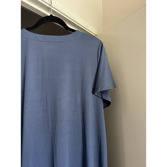 Cuddl Duds Flutter Sleeve V-Neck Dress Blue Size L Silky Soft Stretch - Picture 7 of 12